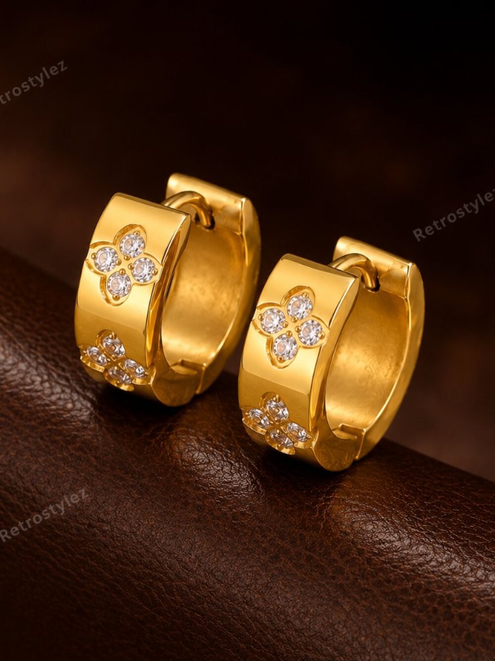 18K Gold Womens 2ct Diamond Small Hoop Earrings Ladies New 18 K Silver Jewelry
